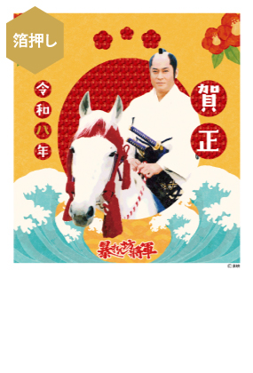 イラスト付き年賀はがき　箔押し暴れん坊将軍　カラー2枚入り　ASG-01