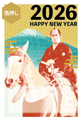 イラスト付き年賀はがき　箔押し暴れん坊将軍　カラー2枚入り　ASG-02